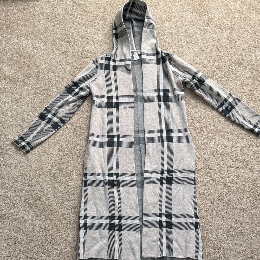 Max Studio Beige and Gray Striped Cardigan